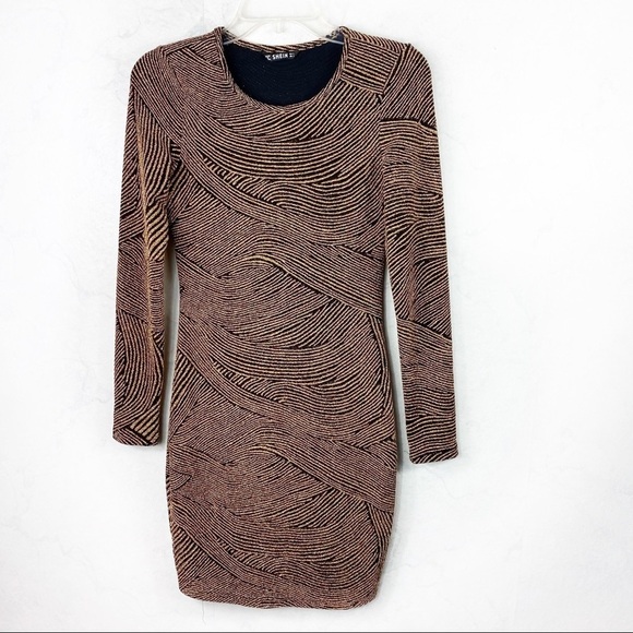 [Shein]  Classic Metallic Sparkle Gold Dress - Picture 4 of 6